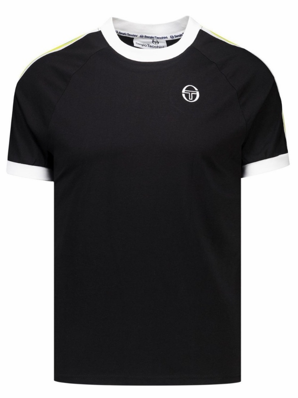 🛑 Sergio Tacchini Black Crew Neck Pino Short Sleeve Stripe Ringer T-Shirt - NWT